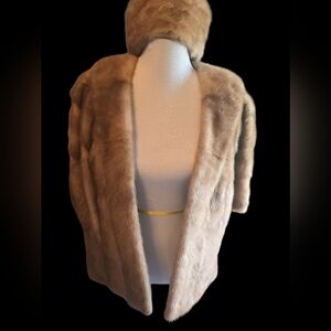 Vintage Autumn Haze Mink Cape & Pill Box Hat